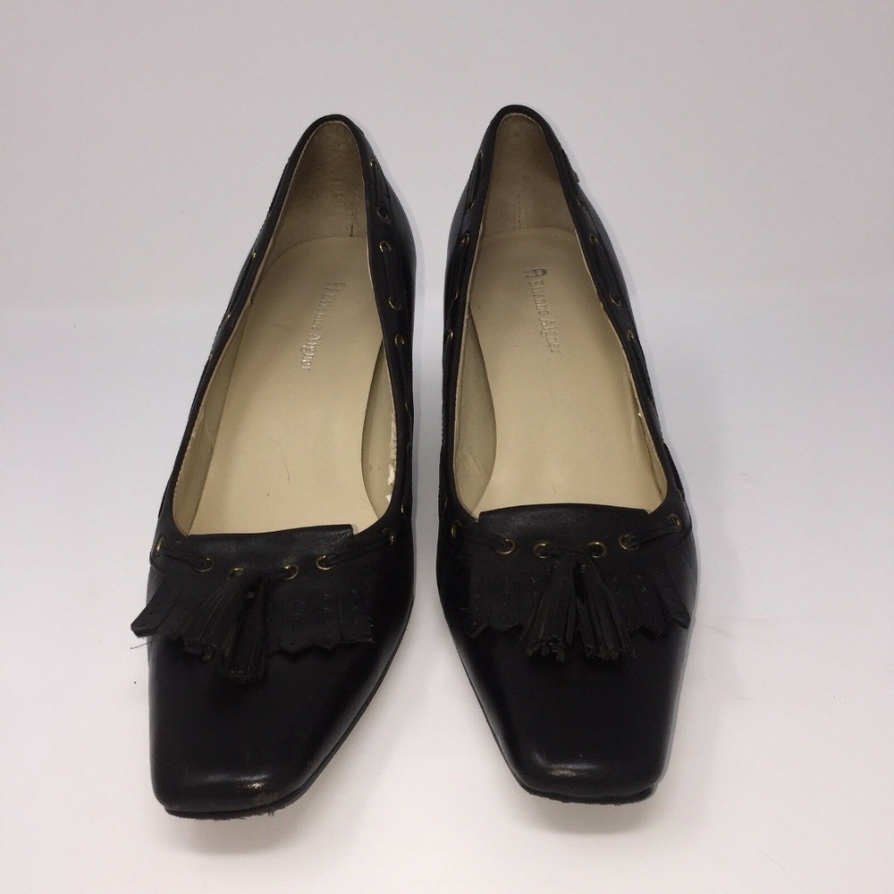 Etinne Aigner  Brown Leather Kilt Tassel Heels